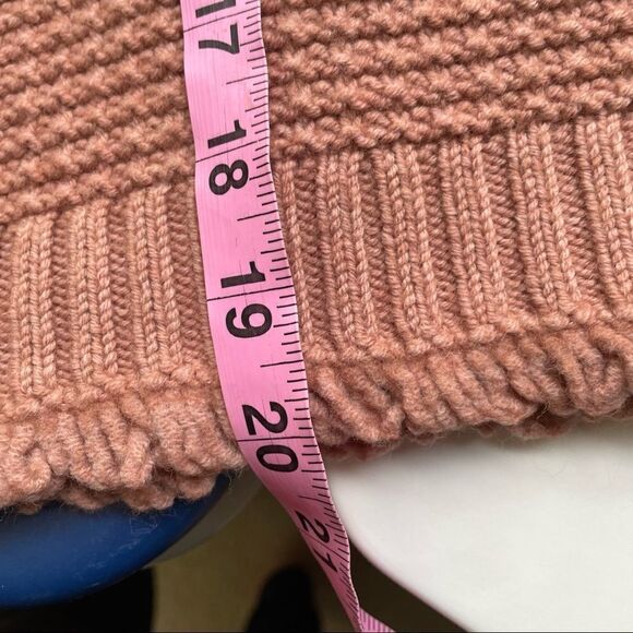 MADEWELL Stitchmix Pullover Sweater Peach‎ Orange CableKnit , Fringed edges sz S - Picture 7 of 9